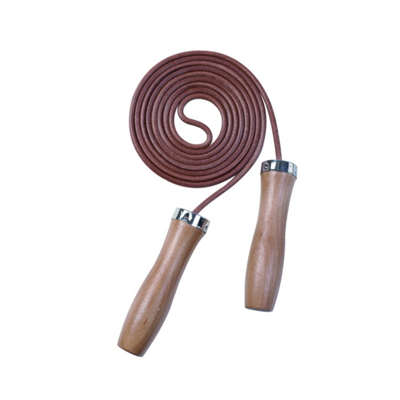 Leather Jump Rope with Wood Handle
