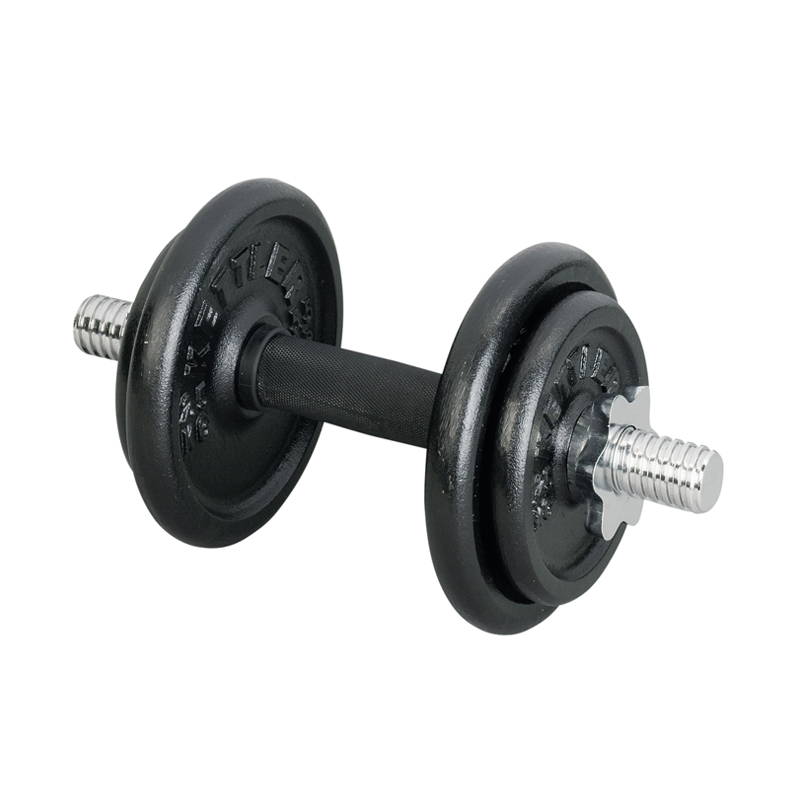 Black Painted Dumbbell with Rubber Handle